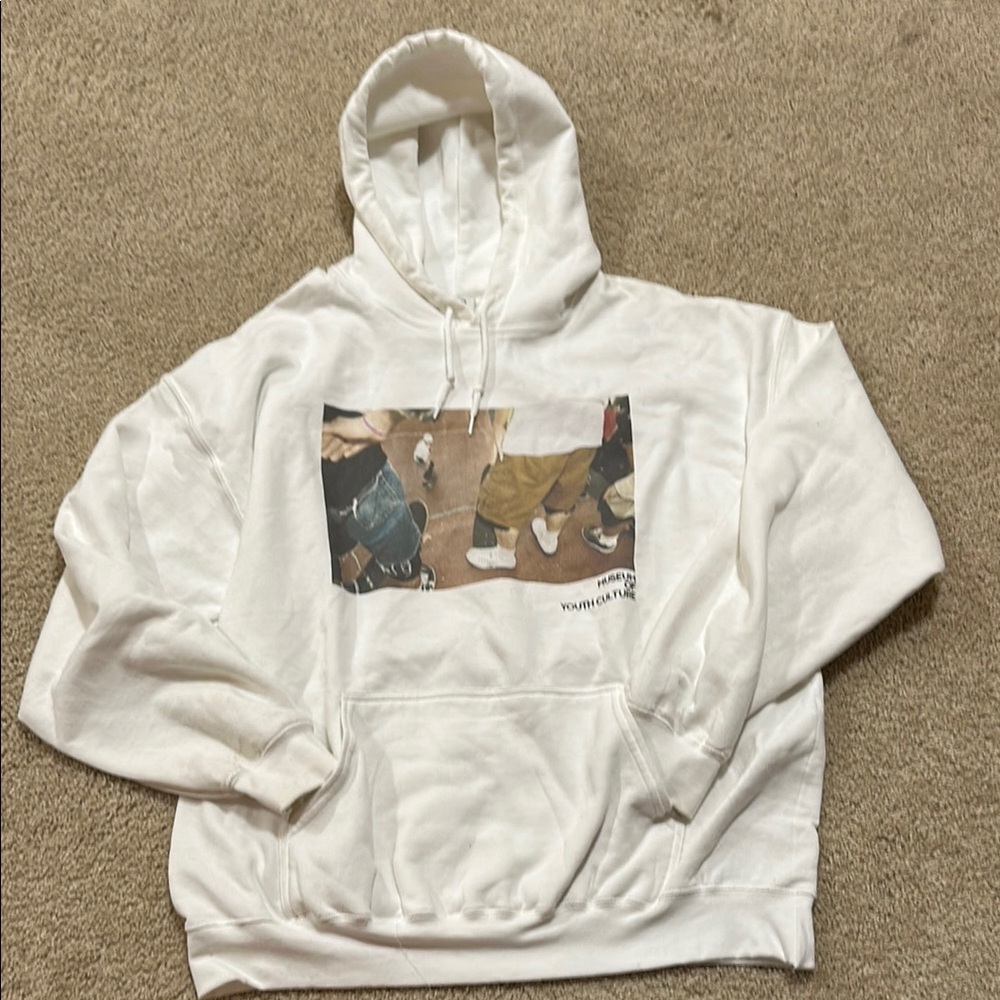 BDG White Graphic Print Hoodie